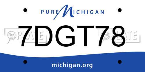 7DGT78 Michigan License Plate