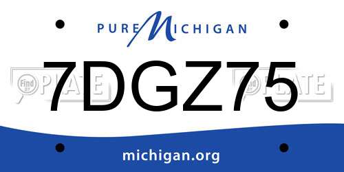 7DGZ75 Michigan License Plate