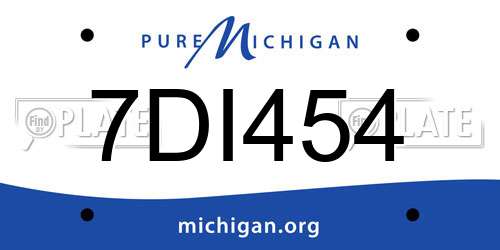 7DI454 Michigan License Plate