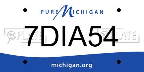 7DIA54 Michigan License Plate