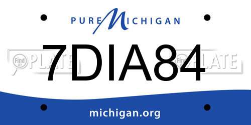 7DIA84 Michigan License Plate