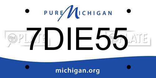 7DIE55 Michigan License Plate