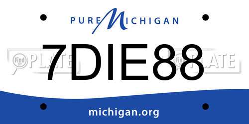 7DIE88 Michigan License Plate