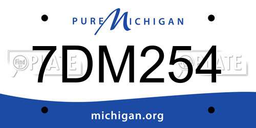 7DM254 Michigan License Plate