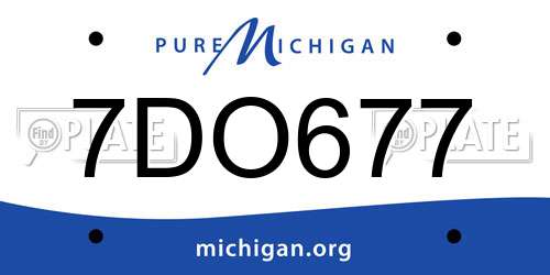 7DO677 Michigan License Plate
