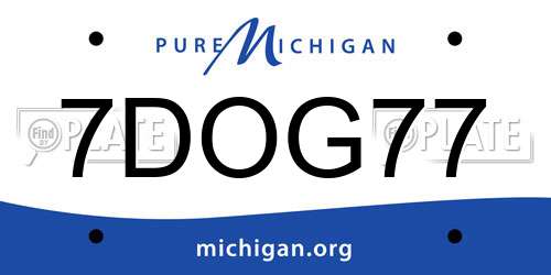 7DOG77 Michigan License Plate