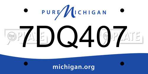 7DQ407 Michigan License Plate