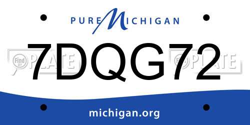 7DQG72 Michigan License Plate