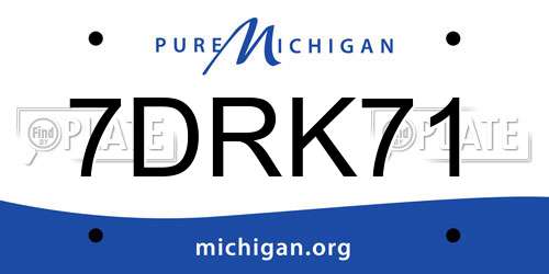 7DRK71 Michigan License Plate