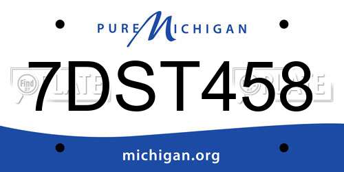 7DST458 Michigan License Plate