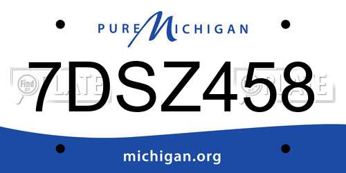 7DSZ458 Michigan License Plate