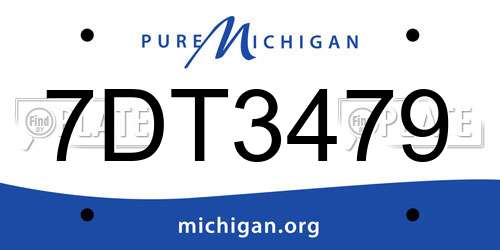 7DT3479 Michigan License Plate