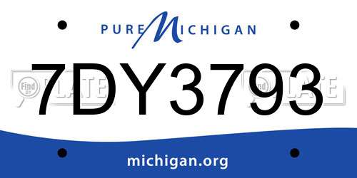 7DY3793 Michigan License Plate