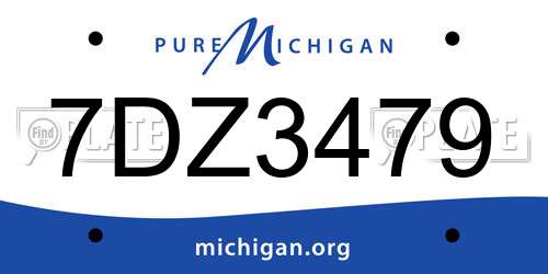 7DZ3479 Michigan License Plate