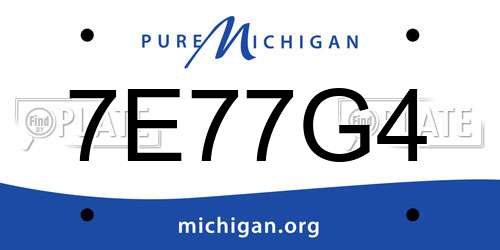 7E77G4 Michigan License Plate