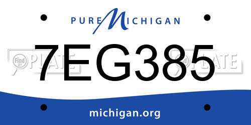 7EG385 Michigan License Plate