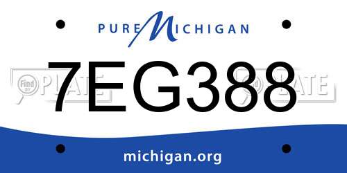 7EG388 Michigan License Plate