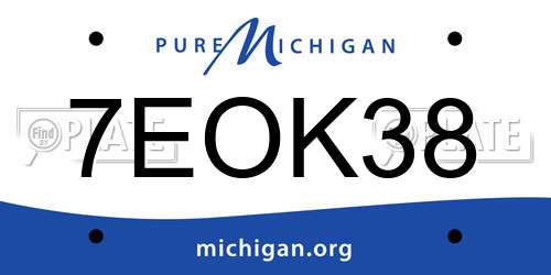 7EOK38 Michigan License Plate