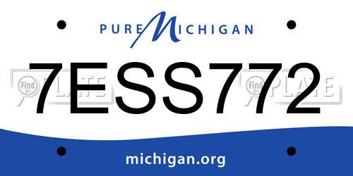 7ESS772 Michigan License Plate