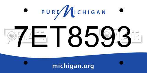 7ET8593 Michigan License Plate
