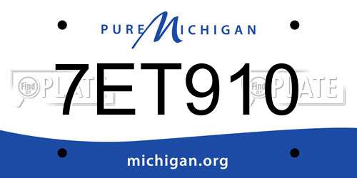 7ET910 Michigan License Plate