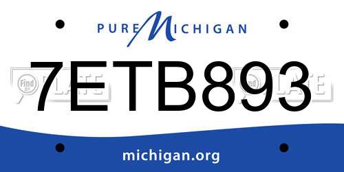 7ETB893 Michigan License Plate