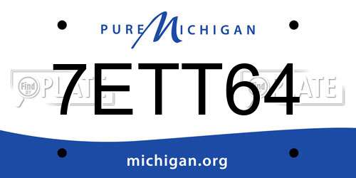 7ETT64 Michigan License Plate
