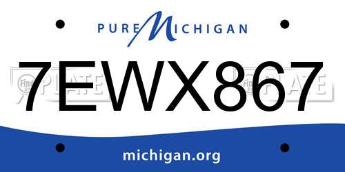7EWX867 Michigan License Plate