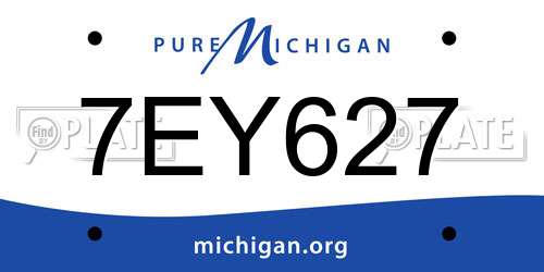 7EY627 Michigan License Plate