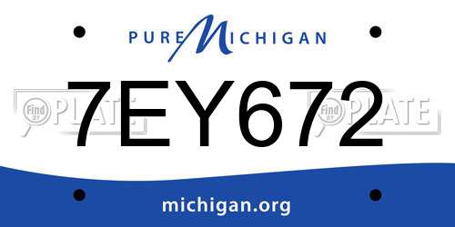7EY672 Michigan License Plate
