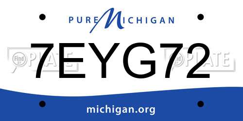 7EYG72 Michigan License Plate
