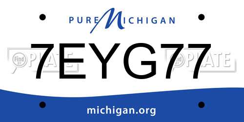 7EYG77 Michigan License Plate