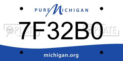 7F32B0 Michigan License Plate