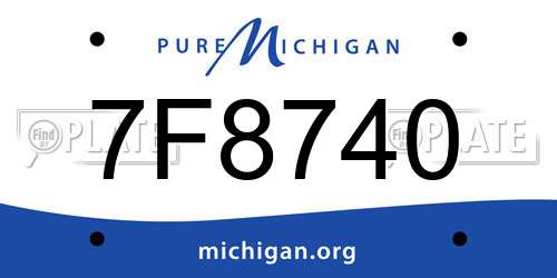 7F8740 Michigan License Plate