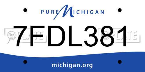 7FDL381 Michigan License Plate