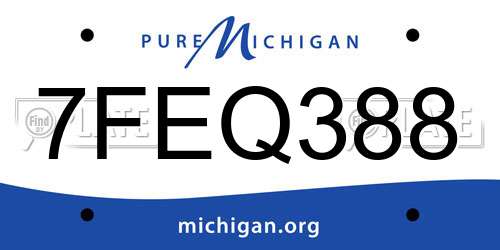 7FEQ388 Michigan License Plate