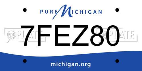 7FEZ80 Michigan License Plate