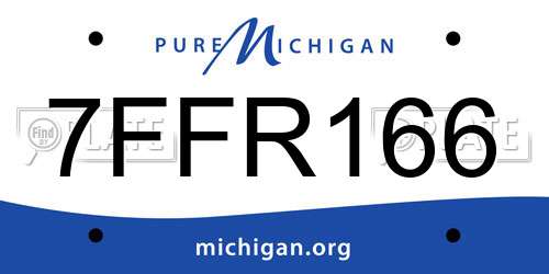 7FFR166 Michigan License Plate
