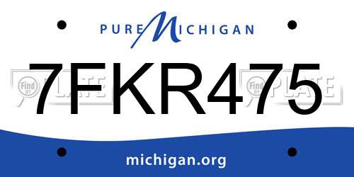 7FKR475 Michigan License Plate
