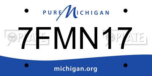 7FMN17 Michigan License Plate
