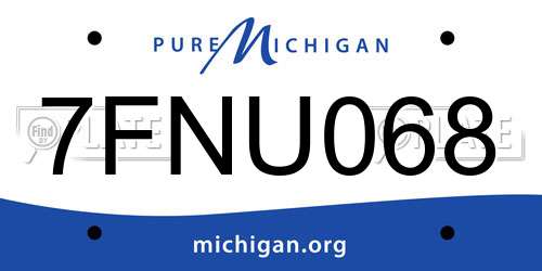 7FNU068 Michigan License Plate