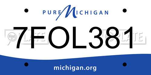 7FOL381 Michigan License Plate