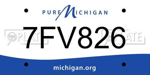 7FV826 Michigan License Plate