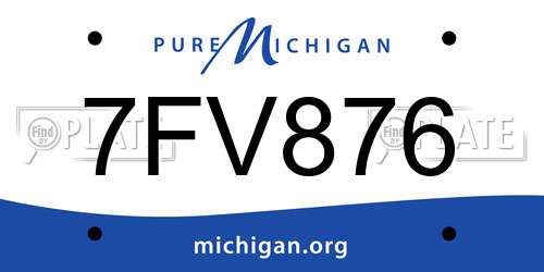 7FV876 Michigan License Plate
