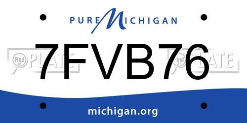 7FVB76 Michigan License Plate