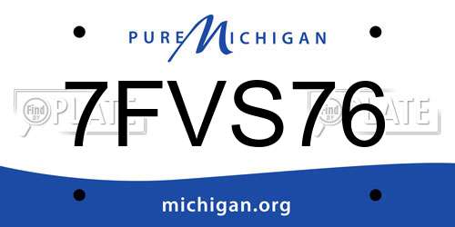 7FVS76 Michigan License Plate