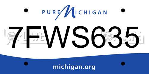 7FWS635 Michigan License Plate