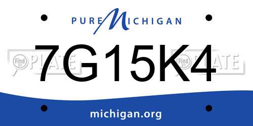 7G15K4 Michigan License Plate