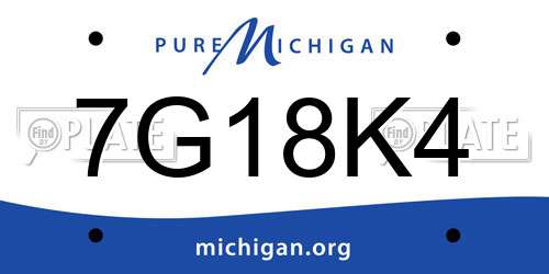 7G18K4 Michigan License Plate