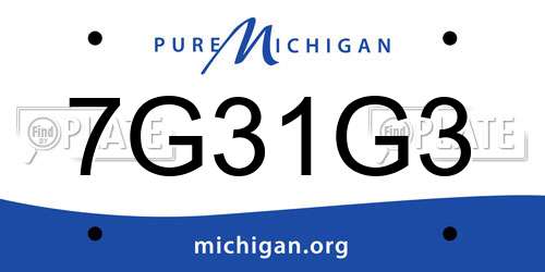 7G31G3 Michigan License Plate